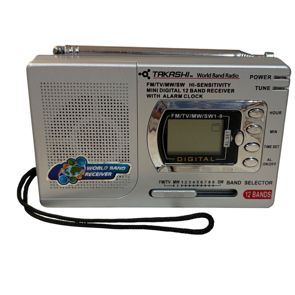 Takashi World Band Radio WBR-18/4027 Mini Digital 12 Band Receiver Alarm Clock